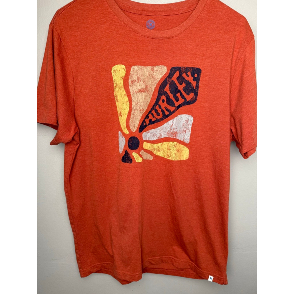 Men's Hurley Graphic T-Shirt Orange/Tan Size L